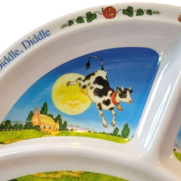 Zak Designs Nursery Rhyme "Hey, Diddle, Diddle" Children's  Melamine Plate & Cup - Picture 5 of 11